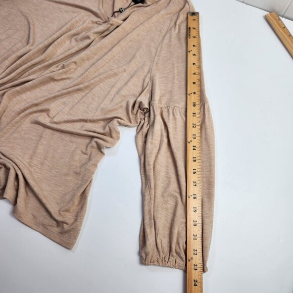 Talbots Womens Plus Pleated 3/4 Balloon Sleeve Blouse Size 3X Scoop Neck Tan - Picture 10 of 10